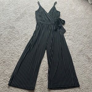 Kaileigh Black and White Pinstripe Jumpsuit